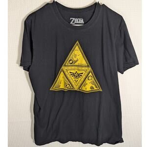 Legend of Zelda Nintendo T Shirt Size L Black Gold Triforce Graphic Gamer Tee